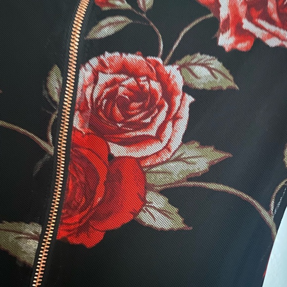 Charlotte Russe one piece rose mesh lined pants jumpsuit suit fitted xs - Picture 4 of 10